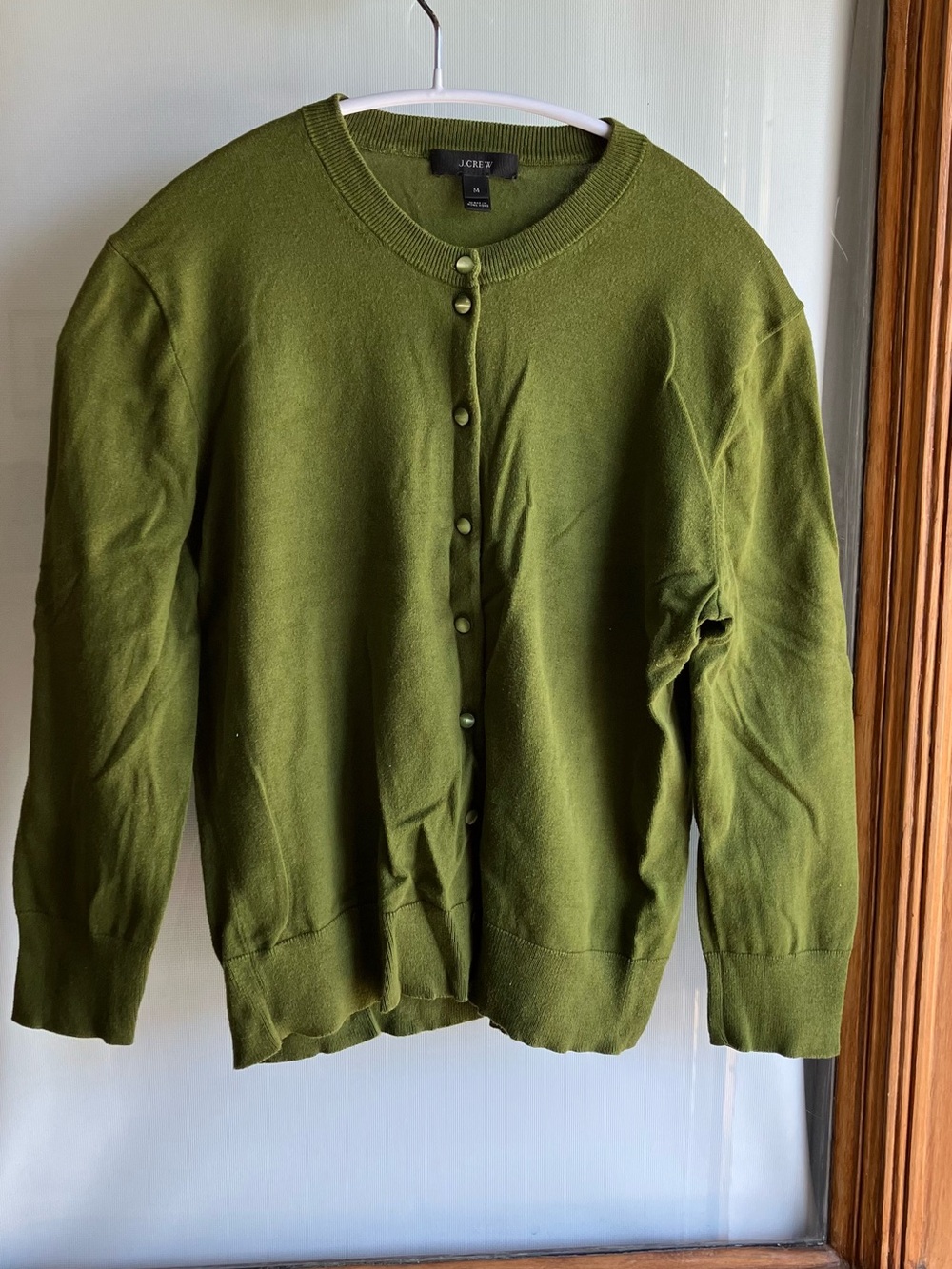 J. Crew Jackie Olive Green Button-Up Cardigan